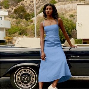 Reformation Blue Linen Starfruit Dress